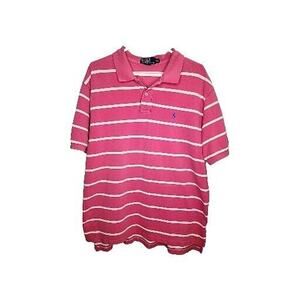 Polo Ralph Lauren Mens Pink White Stripe Pique Golf XXL Pony